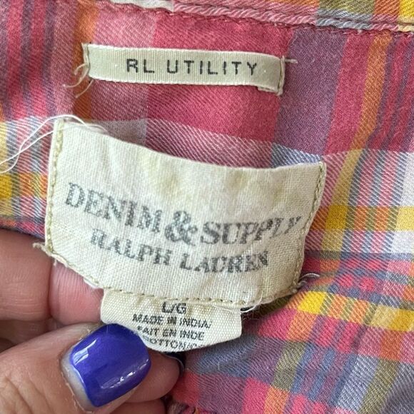 RALPH LAUREN Denim & Co Pink Plaid Button Up Shirt Size Small Lightweight Preppy - Picture 6 of 7